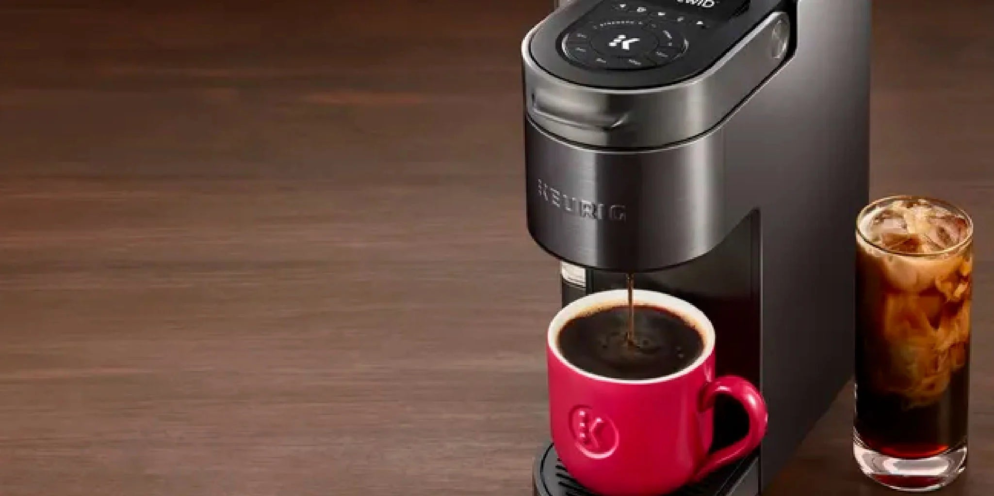 Premium Single Serve Coffee Maker – Compatible with K-Cup Pods, Iced & Hot Brew Options, Strong Brew Function, Large Water Reservoir