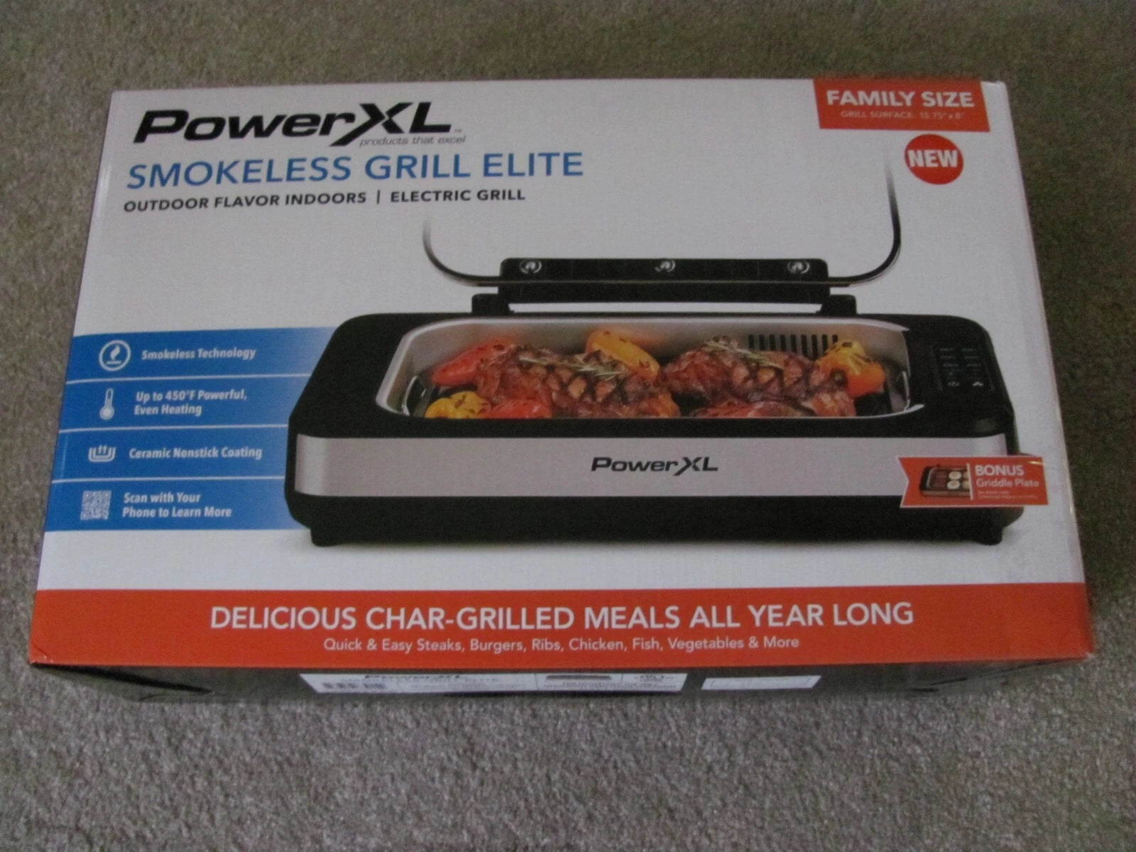 Smokeless Indoor Electric Grill – Non-Stick Grilling Surface, Temperature Control, Lid & Drip Tray for Healthy Cooking